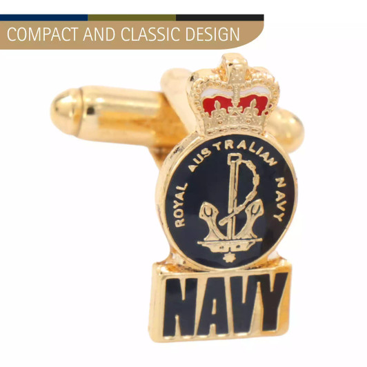 Navy Cuff Link & Tie Bar Set EIIR