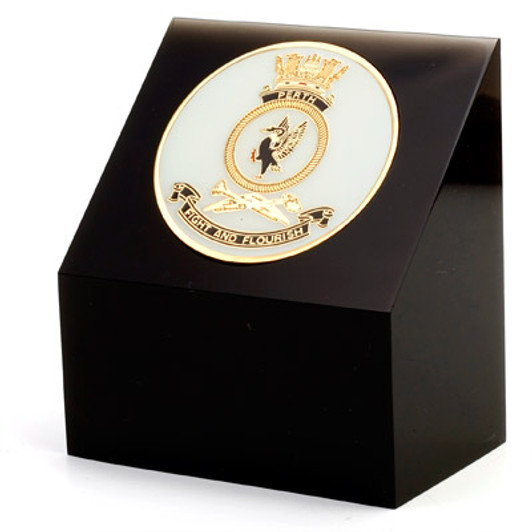 HMAS Perth Medallion In Block Superb HMAS Perth 48mm medallion presented in a black acrylic desk block. Order now, the block is presented in a form cut gift box making it perfect for awards, presentations or that special gift. Spe