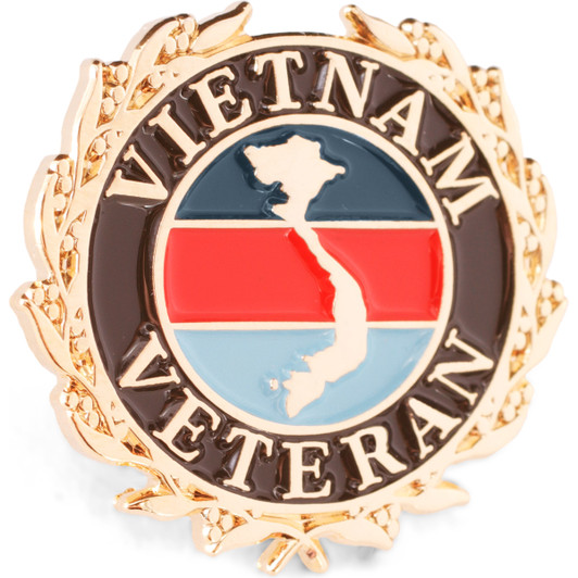 Vietnam Tri Colour Veteran with laurels badge The exceptional Vietnam Tri-Colour Vietnam Lapel Pin On Card. This stunning new Vietnam collection for features an iconic tri-service design, incorporating the map of Vietnam and Veterans to commemora