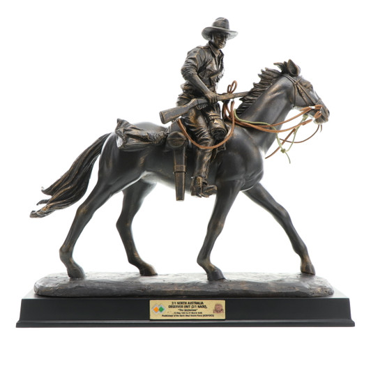 The Australian Horseman Figurine THE AUSTRALIAN HORSEMAN 'Nackeroos'Captured at a canter with rifle in-hand, the rider spots a distant movement in the endless expanse of the KimberleyDuring WWII, the men of the North Australia Observ