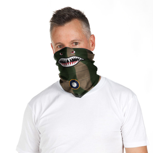 Neck Gaiter - Curtiss P-40 Tiger Teeth Manufactured from hard-wearing high-tech microfibre for superior comfort and fit. The moisture wicking fabric helps keep you cool in the heat and warms you against the cold. The adaptable design prote Neck Gaiter - Curtiss P-40 Tiger Teeth Manufactured from hard-wearing high-tech microfibre for superior comfort and fit. The moisture wicking fabric helps keep you cool in the heat and warms you against the cold. The adaptable design prote