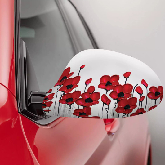 Poppy Mpressions Fields of Poppies Fabric Car Mirror Covers