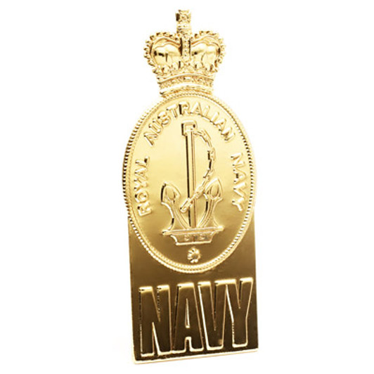 Navy Hat Badge Quality Navy Hat Badge, order now from the military specialists.  This 60mm wide hat badge representation of the Navy crest is the perfect addition to your favourite hat, bag or maybe as part of a dis