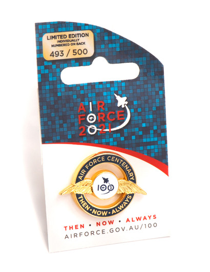 Air Force 100 Humanitarian Support Limited Edition Pin The rich history of humanitarian assistance provided by the Air Force creates a striking additional layer to the important operations undertaken by the RAAF. Limited to 500 units.  Dimensions: 24mm x