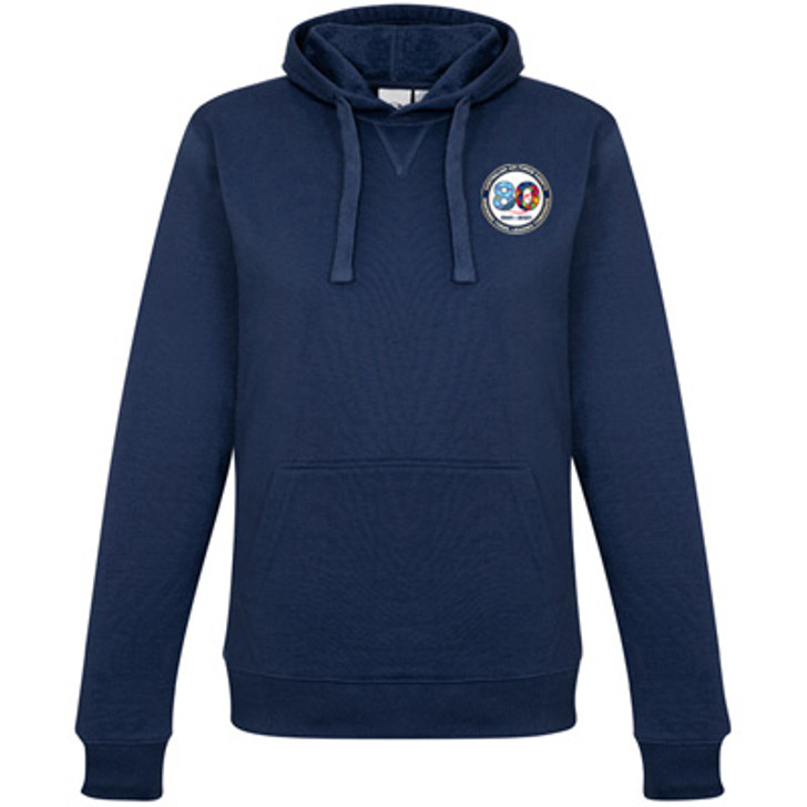 AAFC 80th Hoodie-Ladies AAFC 80th Hoodie-Ladies Best in class, modern pullover hoodie, with traditional front kangaroo pocket and drawstring. Knitted ribbed band on hem and  cuffs. The Air Force Shop is proud to support the AAFC in celebrating its