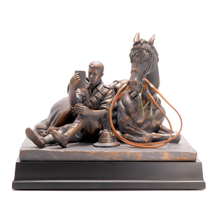 Letter From Home Australian Light Horse Limited Edition Figurine An eagerly awaited letter from home allows a Light Horseman a moment of rest with his ever-curious mount. News from home, much anticipated due to the many months awaiting the arrival of a letter, ofte