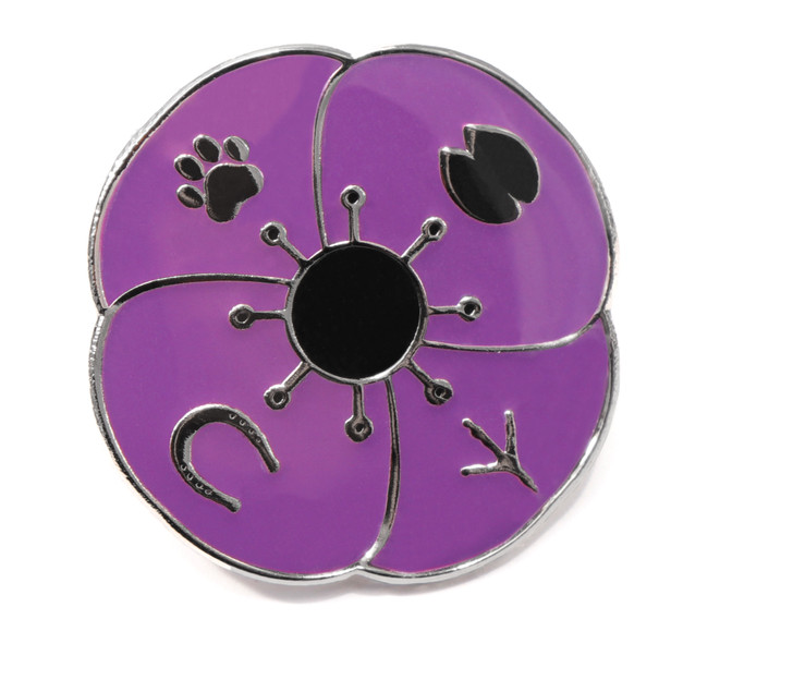 In Their Footsteps Purple Poppy Lapel Pin Honour our loyal companions in conflict with this sensational In Their Footsteps Purple Poppy Lapel Pin. A beautiful addition to any pin collection or lapel, this wonderful purple poppy lapel pin brin