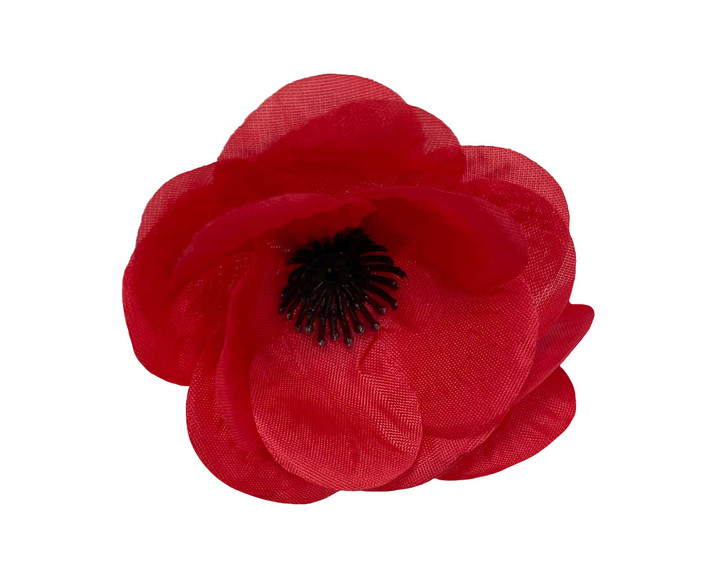 Large Red Material Poppy Badge An update on a classic. This large Red Material Poppy leaves a lasting impact wherever it is worn. This large material poppy is worn by Australians from every walk of life to display pride in honourin
