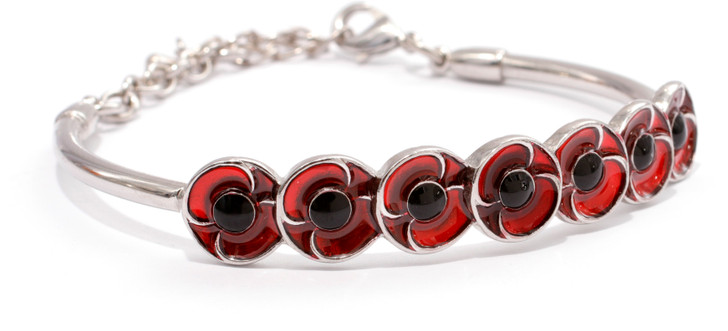Poppy Mpressions Seven Charm Bracelet Poppy Mpressions Seven Charm Bracelet A beautiful charm bracelet to inspire remembrance.  This delicate silver-plated 7 Charm Poppy Bracelet is a wonderful way to remember and honour the men and women who serve our country, both today and