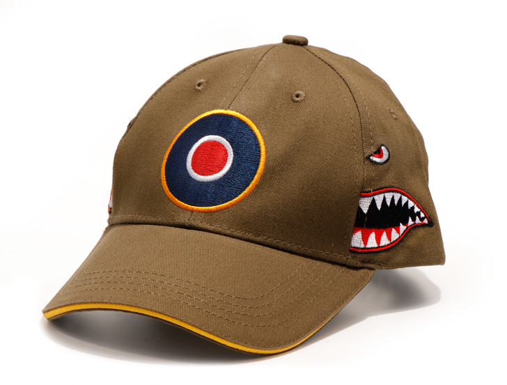 Fighter Cap Fighter Cap Make a bold a statement when you leave the house with this engaging Curtiss P-40 Shark Mouth fighter cap. It isn’t a smile, it’s a predator’s sneer! Razor teeth, wagging tongue, and a stare from