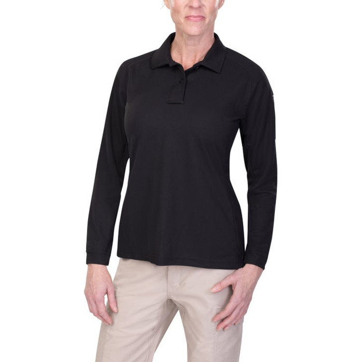 Vertx-Women's Coldblack Long Sleeve Polo-Black Vertx-Women's Coldblack Long Sleeve Polo-Black Professional look with all the tactical functionality The Vertx coldblack® polo allows users to stay cool while wearing dark colors in the sunlight. Exclusive coldblack® technology combined with moi