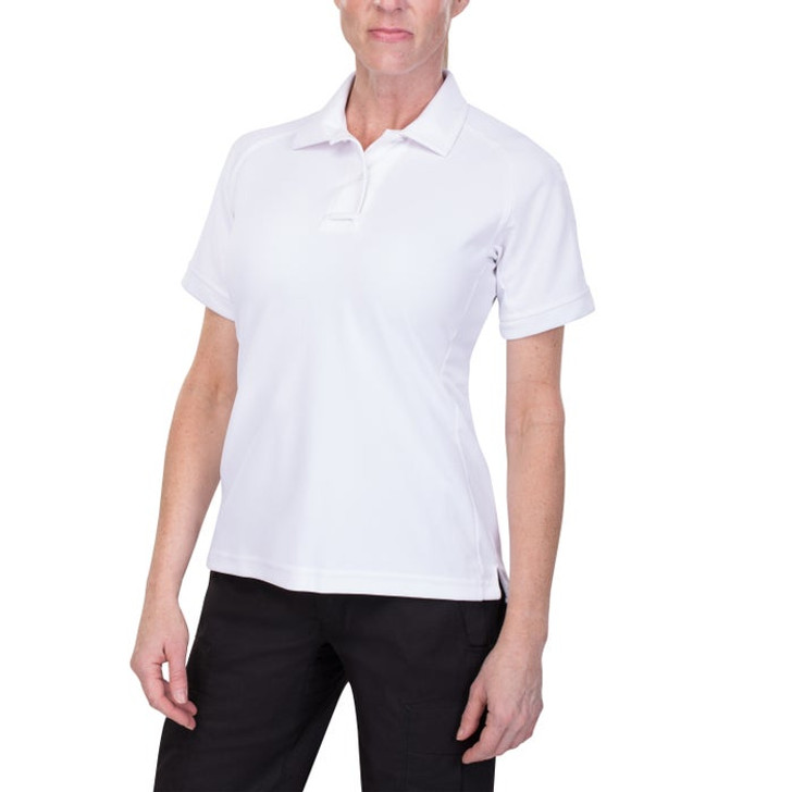 Vertx-Women's Coldblack Short Sleeve Polo-White Vertx-Women's Coldblack Short Sleeve Polo-White Professional look with all the tactical functionality The Vertx coldblack® polo allows users to stay cool while wearing dark colors in the sunlight. Exclusive coldblack® technology combined with moi