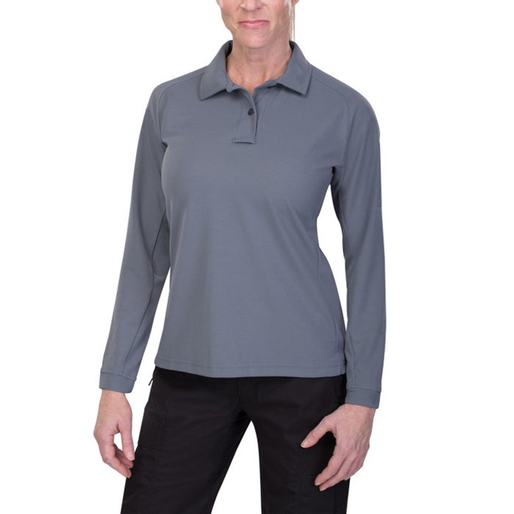 Vertx-Women's Coldblack Long Sleeve Polo-Grey Vertx-Women's Coldblack Long Sleeve Polo-Grey Professional look with all the tactical functionality The Vertx coldblack® polo allows users to stay cool while wearing dark colors in the sunlight. Exclusive coldblack® technology combined with moi