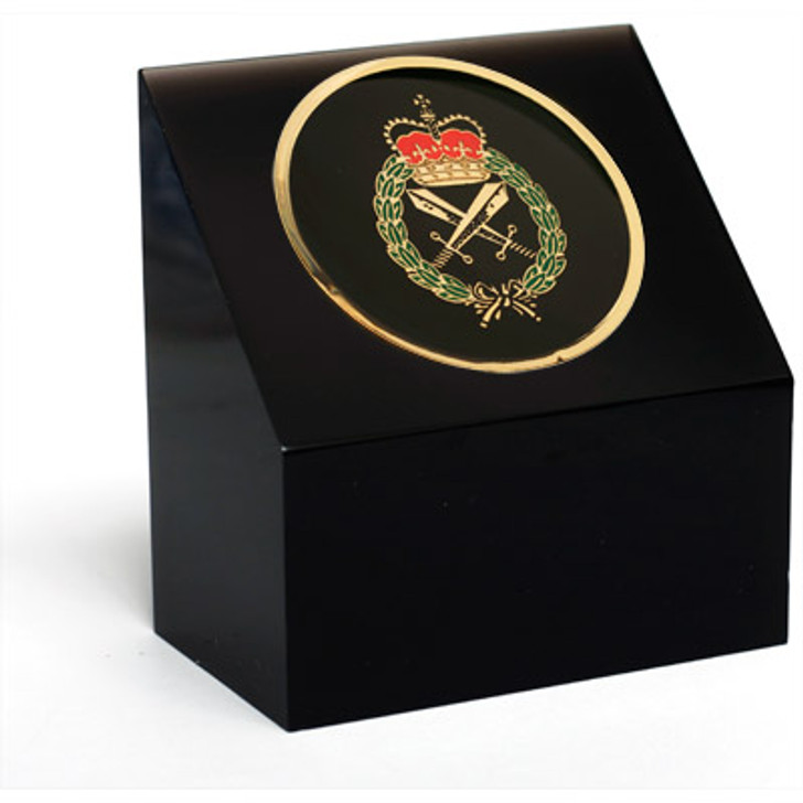 RACMP Medallion In Block RACMP Medallion In Block The wonderful Royal Australian Corps of Military Police (RACMP) medallion is presented in a black acrylic desk block. This wonderful medallion display is perfect for awards, presentations, or as a spe