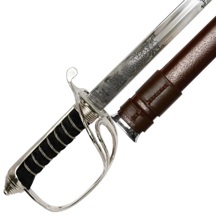Windlass Artillery Sword with Leather Scabbard - Stainless Steel (Kings Cypher) Windlass Artillery Sword with Leather Scabbard - Stainless Steel (Kings Cypher)