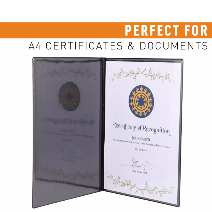 AAC A4 Black Leather Look Certificate and Document Folder - Air Force Shop