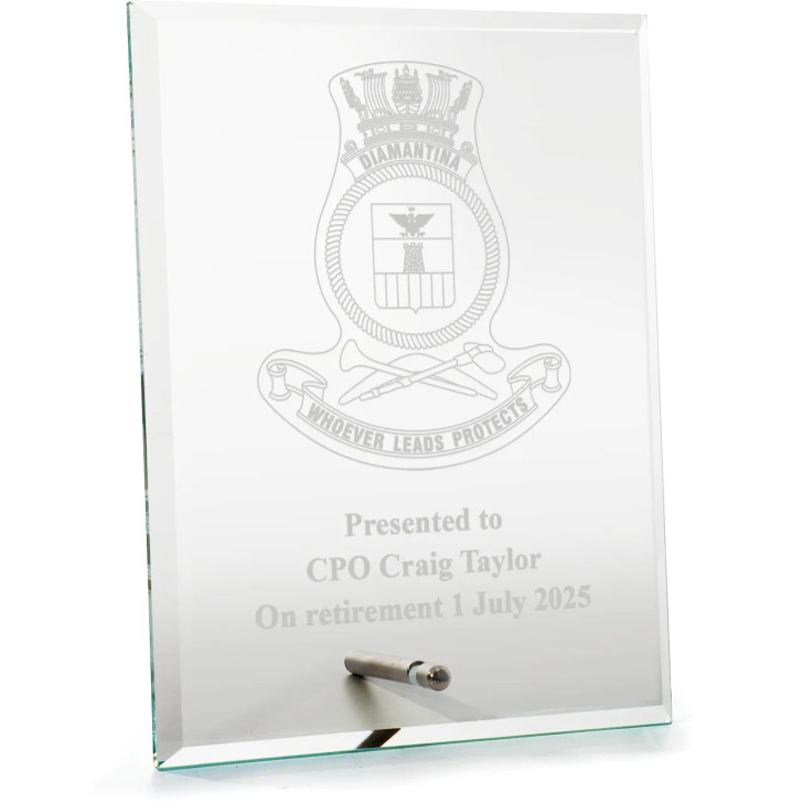 HMAS Diamantina (II) Everest Glass Award in Gift Box