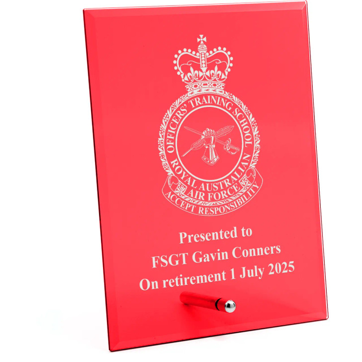 Officers' Training School (OTS) Nebula Red Glass Award in Gift Box