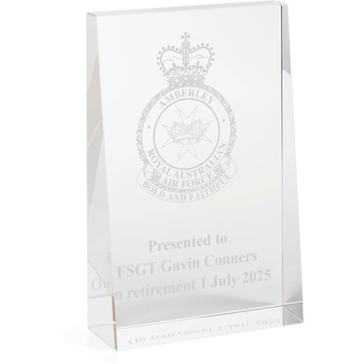 RAAF Base Amberly (RAAFAMB) Glacier Glass Award in Gift Box