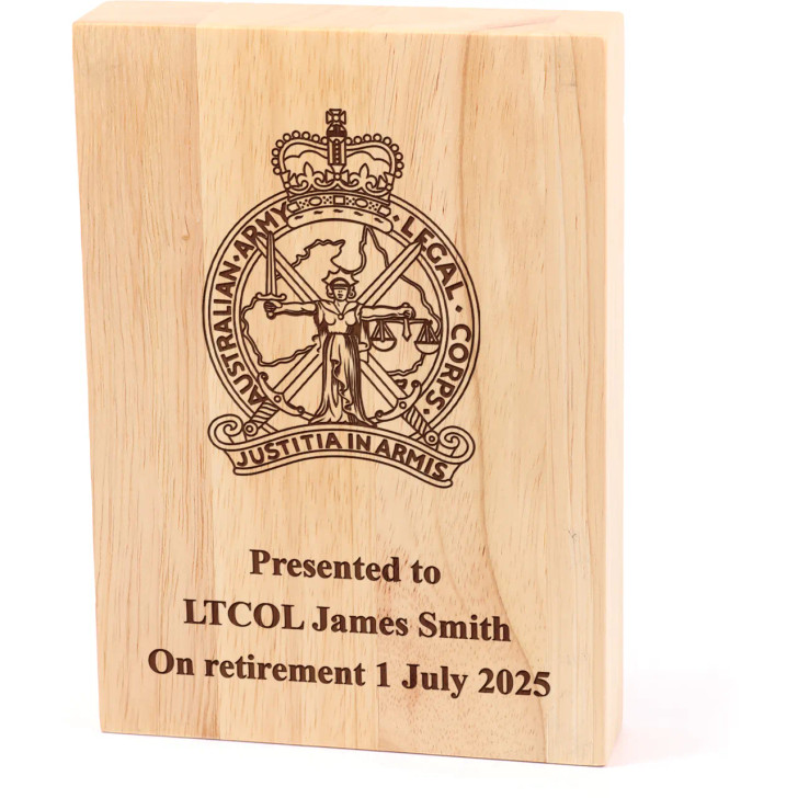 Australian Army Legal Corps (AALC) Heritage Wooden Award
