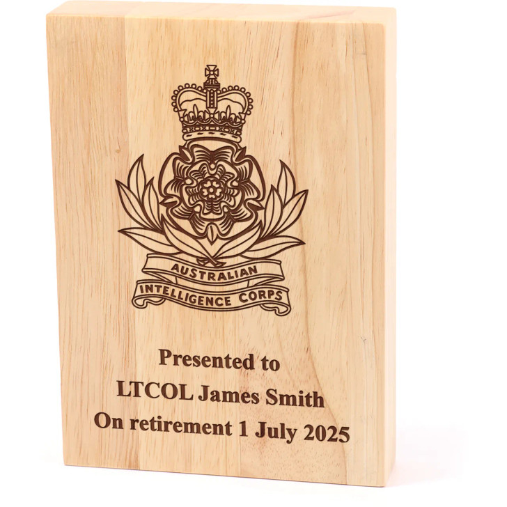 Australian Intelligence Corps (Aust INT) Heritage Wooden Award Australian Intelligence Corps (Aust INT) Heritage Wooden Award