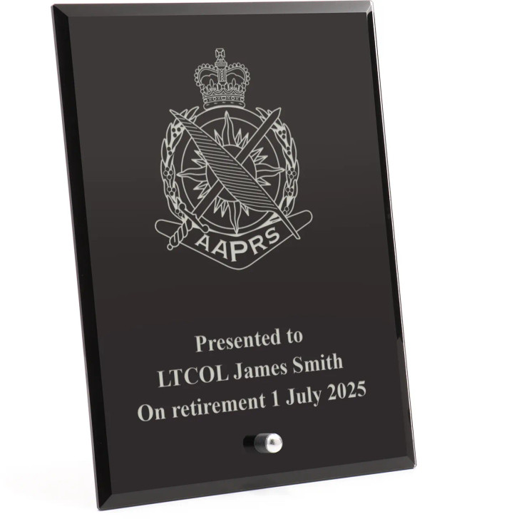 Australian Army Public Relations Service (AAPRS) Nebula Black Glass Award in Gift Box