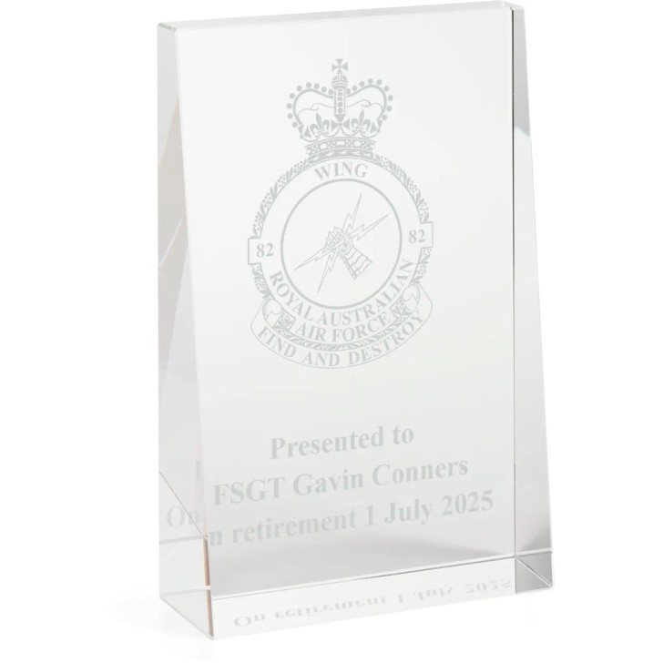 No 82 Wing (82WG) Glacier Glass Award in Gift Box