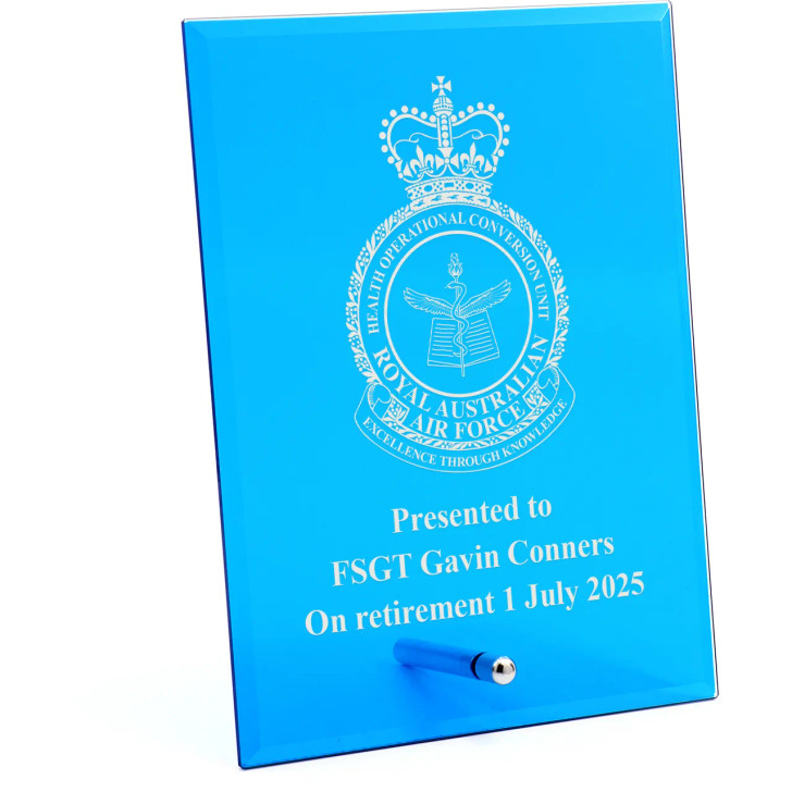 Health Operational Conversion Unit (HOCU) Nebula Blue Glass Award in Gift Box Image 0