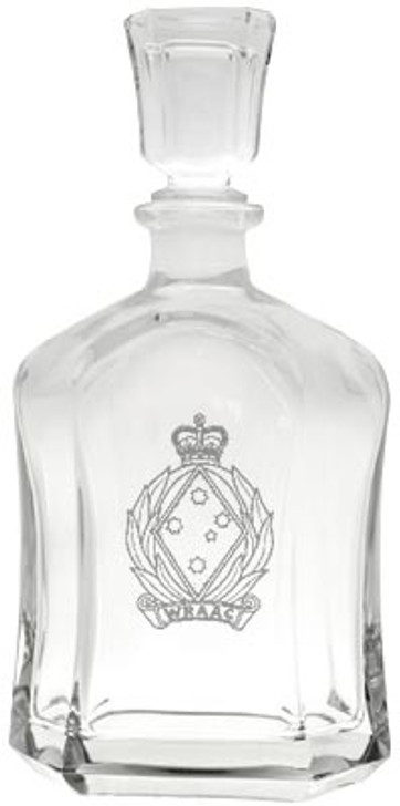 WRAAC Italian Glass Decanter WRAAC Italian Glass Decanter Women's Royal Australian Army Corps (WRAAC) crest etched on a stylish 750ml decanter from Military Shop. Order online now. This high quality Italian glass decanter will look perfect in you cabinet or
