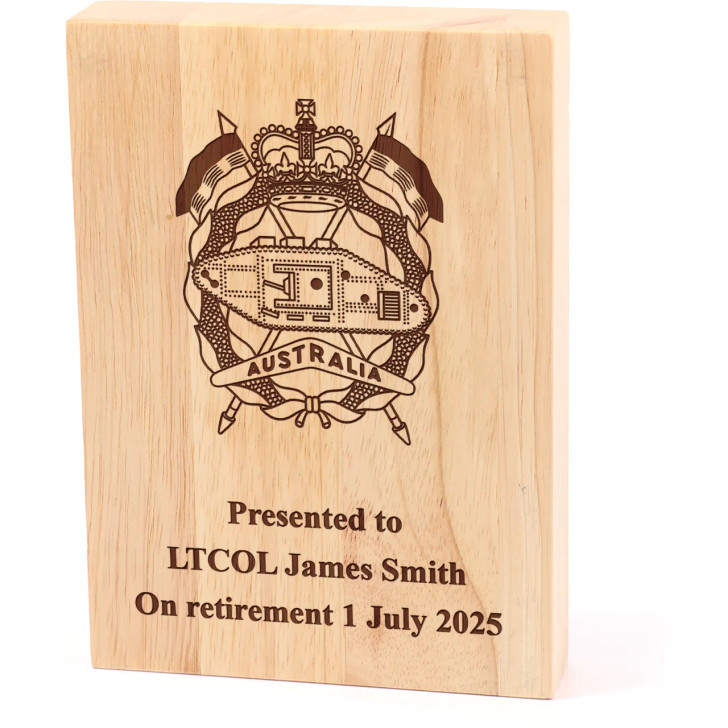 Royal Australian Armoured Corps (RAAC) Heritage Wooden Award