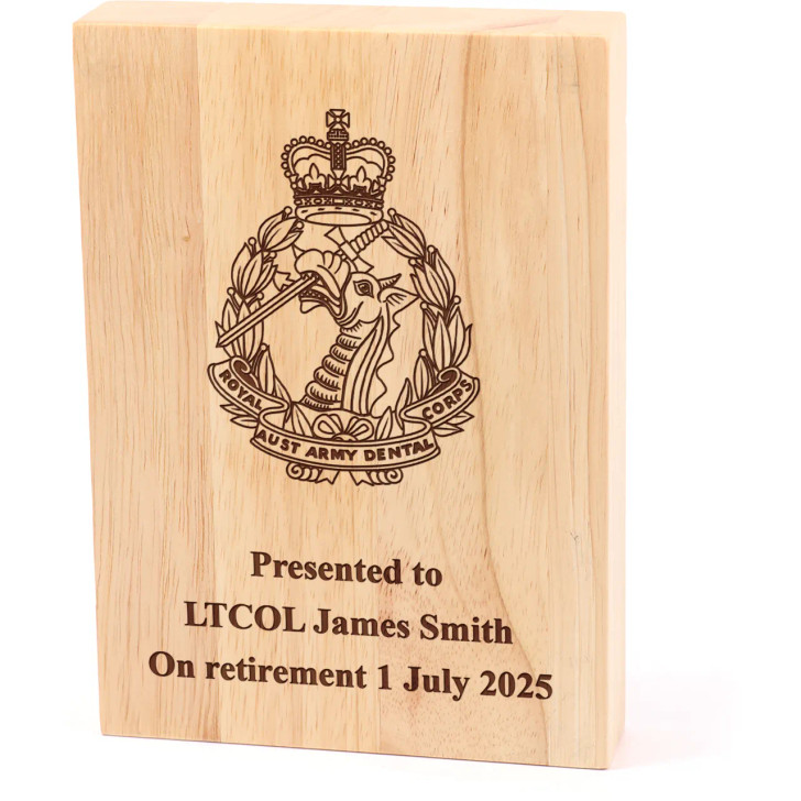 Royal Australian Army Dental Corps (RAADC) Heritage Wooden Award