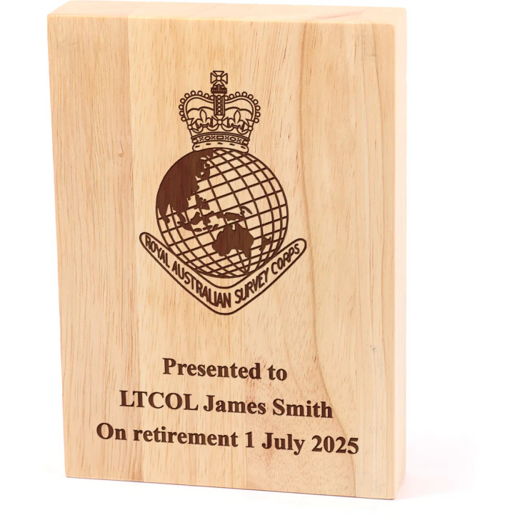 Royal Australian Survey Corps (RASvy) Heritage Wooden Award Royal Australian Survey Corps (RASvy) Heritage Wooden Award