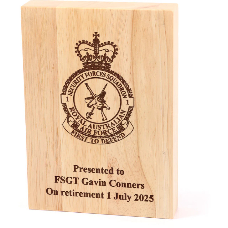 1 Security Force Squadron (1SFS) Heritage Wooden Award