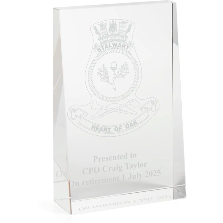 HMAS Stalwart (III) Glacier Glass Award in Gift Box