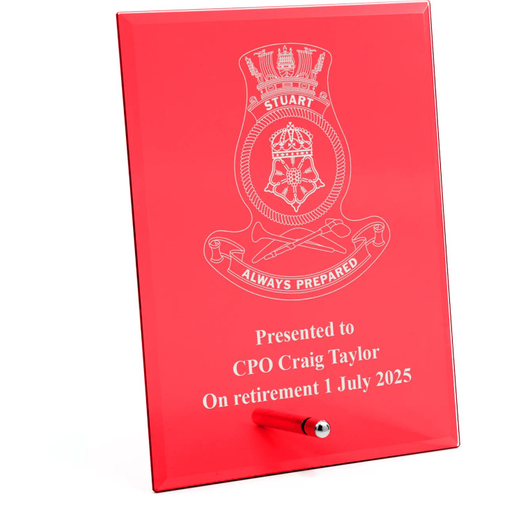 HMAS Stuart (III) Nebula Red Glass Award in Gift Box
