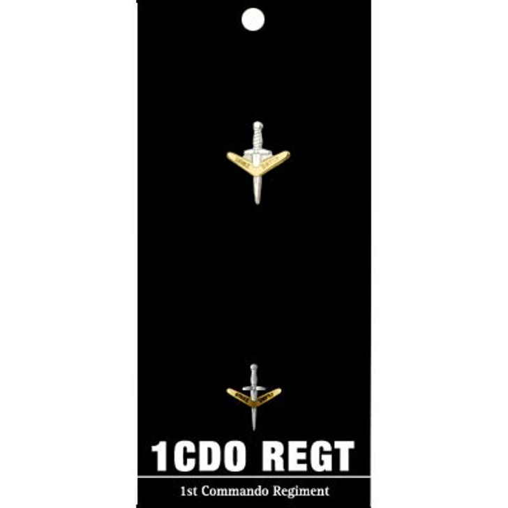 1 CDO REGT Lapel Pin On Card 1 CDO REGT Lapel Pin On Card The stunning 1st Commando Regiment (1 CDO REGT) 20mm lapel pin, order now from the military specialists. This beautiful pin is perfect for your jacket and a wonderful addition to any collection. Speci