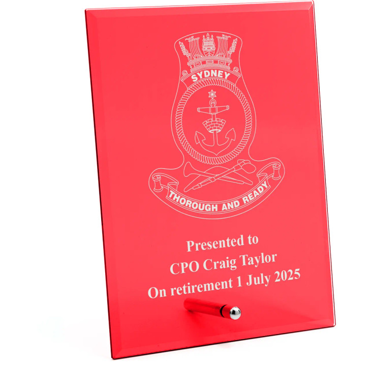 HMAS Sydney (V) Nebula Red Glass Award in Gift Box Image 0