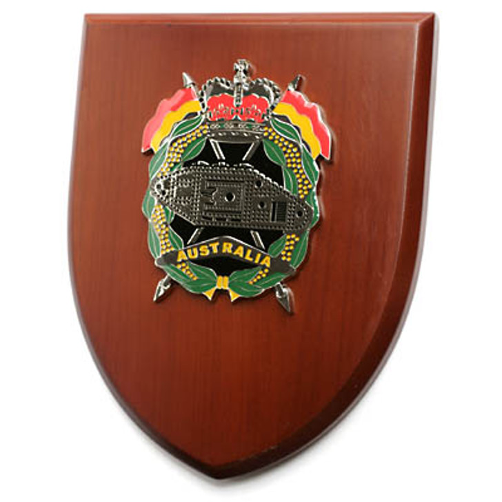 RAAC Plaque An Exceptional Royal Australian Armoured Corps (RAAC) Plaque order now. This beautiful plaque features a 100mm full colour enamel crest set on a 200x160mm timber finish shield. Presented in a stylish