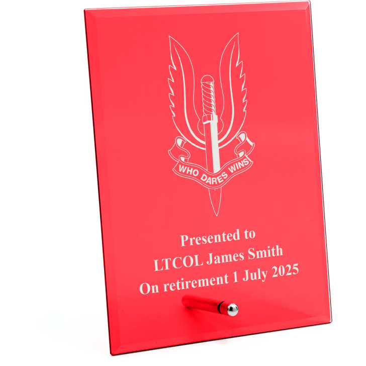 Special Air Service Regiment (SASR) Nebula Red Glass Award in Gift Box