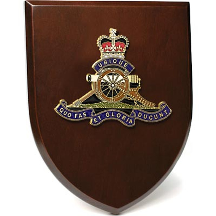 RAA Plaque RAA Plaque An Exceptional Royal Regiment of Australian Artillery (RAA) Plaque order now. This beautiful plaque features a 100mm full colour enamel crest set on a 200x160mm timber finish shield. Presented in a st