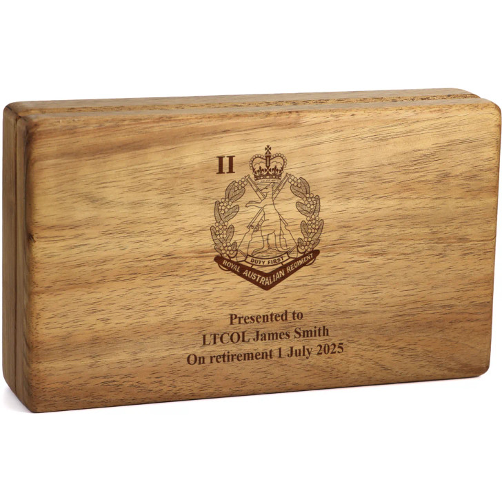 2nd Battalion, Royal Australian Regiment Tasmanian Blackwood Medal Display Box