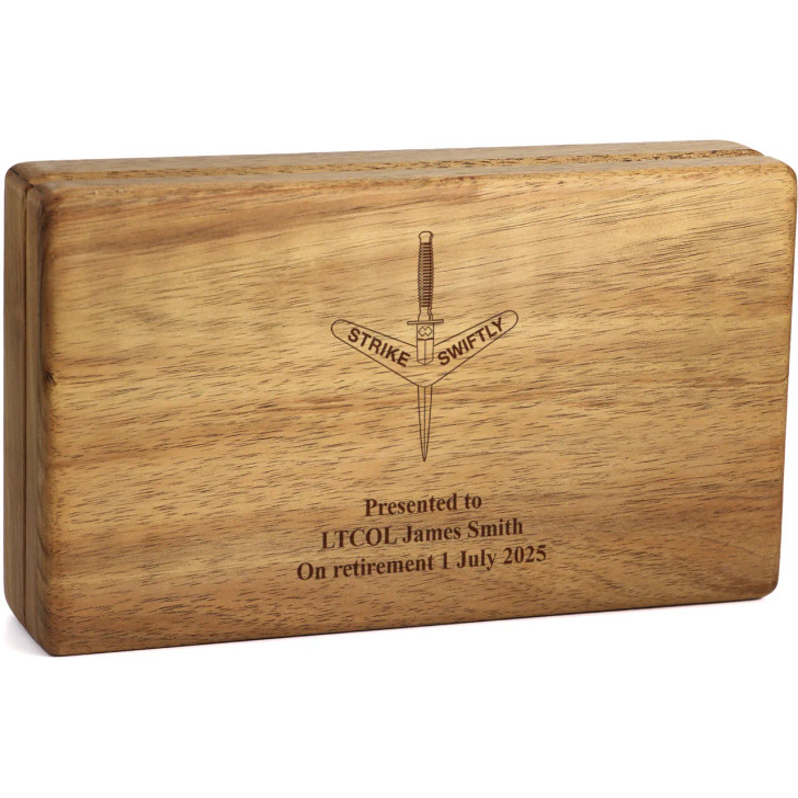 1st Commando Regiment (1 CDO REGT) Tasmanian Blackwood Medal Display Box