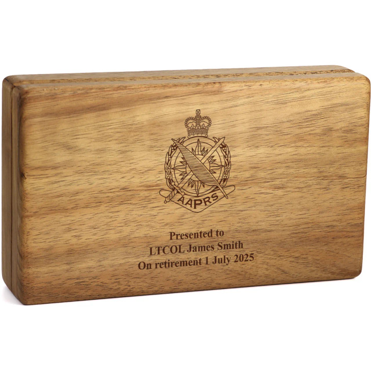 Australian Army Public Relations Service (AAPRS) Tasmanian Blackwood Medal Display Box