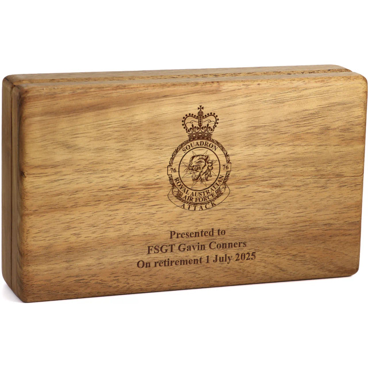 No 76 Squadron (76SQN) Tasmanian Blackwood Medal Display Box