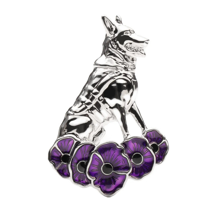 Purple Poppy, German Shepherd Brooch Purple Poppy, German Shepherd Brooch