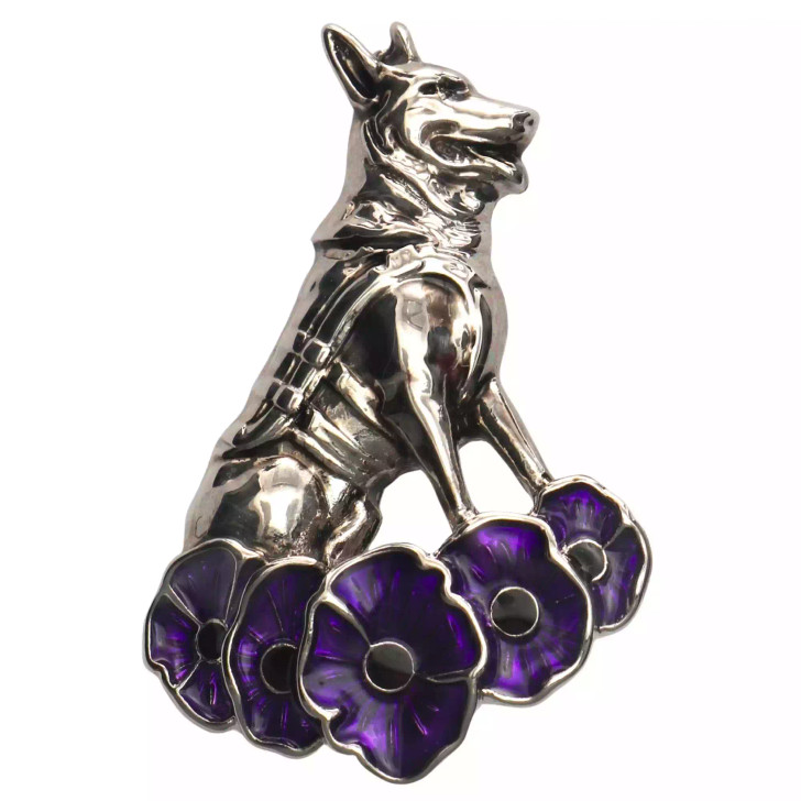 Purple Poppy, German Shepherd Brooch Purple Poppy, German Shepherd Brooch