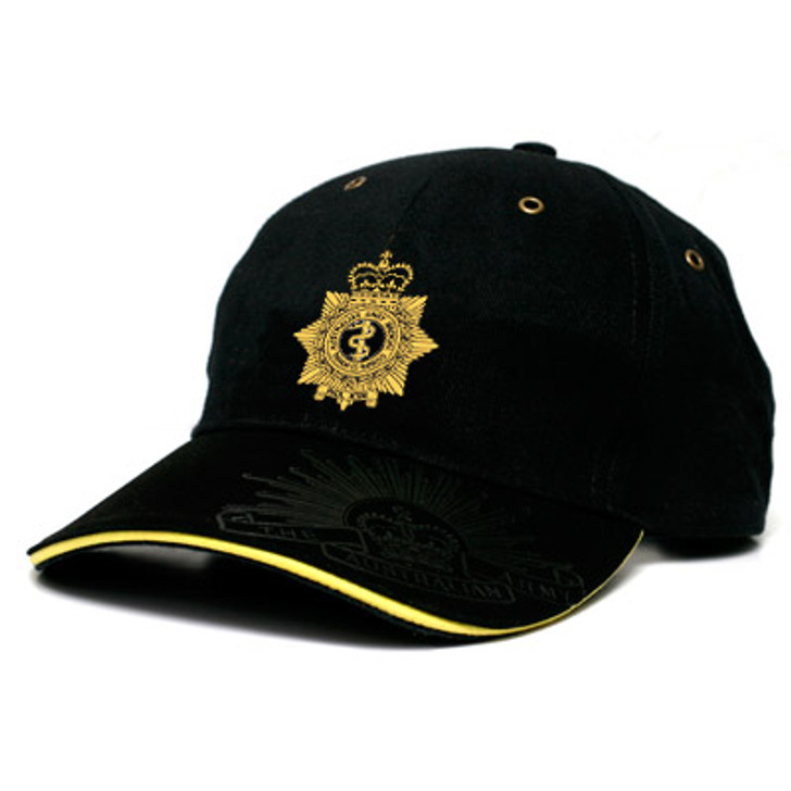RAAMC Black Cap RAAMC Black Cap This Royal Australian Army Medical Corps (RAAMC) cap is both stylish and practical with its cool looks. Buy now from the military specialists. This quality heavy brushed cotton cap has the RAAMC crest