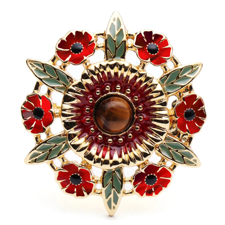 Precious Poppy, Tiger's Eye, Limited Edition Brooch Precious Poppy, Tiger's Eye, Limited Edition Brooch