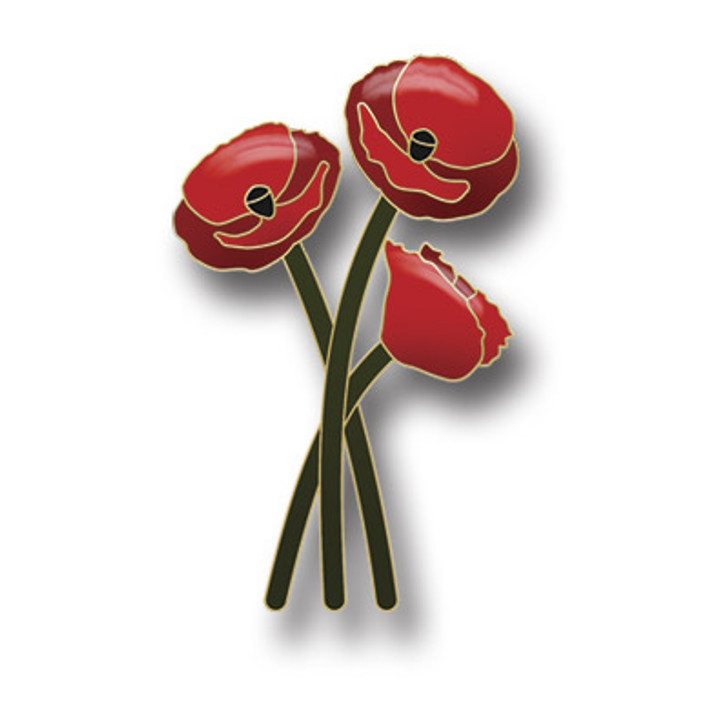 3 Stem Poppy Badge on Card The beautiful 3 Stem Poppy Badge on Card from the military specialists. The inclusion of the stems of these three poppies is symbolic of the growing pride Australians share for those who have served a