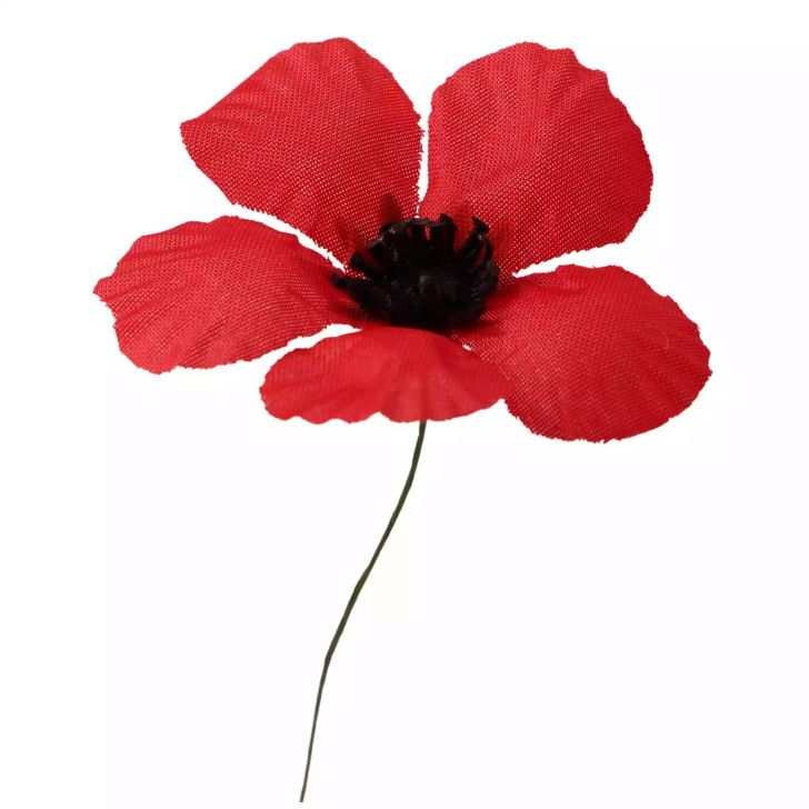 Donation Fabric Poppy w/Wire Stem Donation Fabric Poppy w/Wire Stem